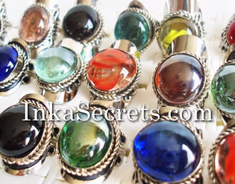 NEW !! 100 Gem glass Rings – ADJUSTABLE