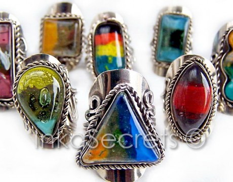 Lot 180 Rings Fused glass & alpaca silver