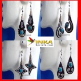 Lot 12 pairs bull horn stone earrings