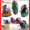 Lot 20 Rings stone ,Agate, gem glass, Cat eyes.
