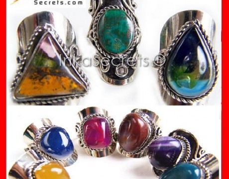Lot 20 Rings stone ,Agate, gem glass, Cat eyes.