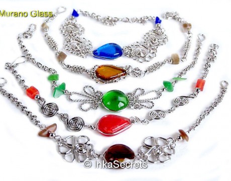 Lot of 30 Ethnic Murano Glass Bracelets