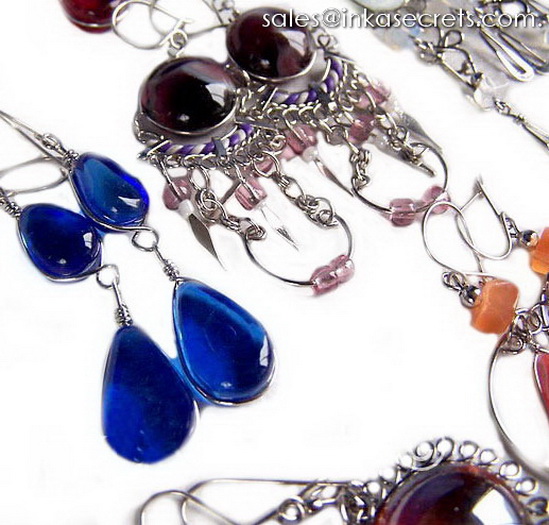 WHOLESALE 100 Alpaca Silver Earrings Murano&Gem Glass  