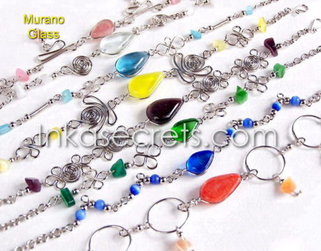 100 Murano Glass Bracelet, Alpaca silver