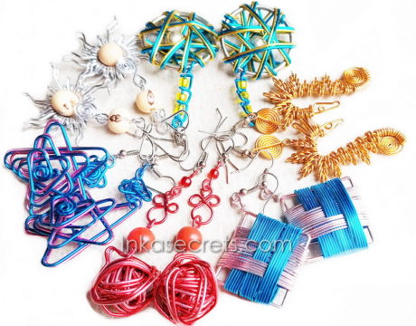 14 Peruvian Pairs of Metallic Color Earrings