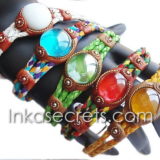 120 Gem Glass Woven Leather Bracelets