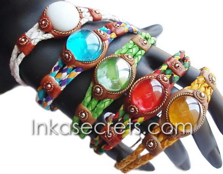 120 Gem Glass Woven Leather Bracelets