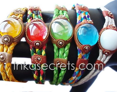 50 Gem Glass Woven Leather Bracelets