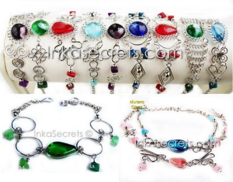 250 Alpaca Alloy Murano Glass Bracelets