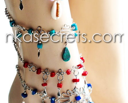 50 Alpaca Alloy Semi-Precious Stone Anklets