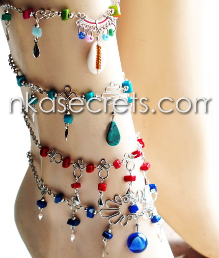 50 Alpaca Alloy Semi-Precious Stone Anklets