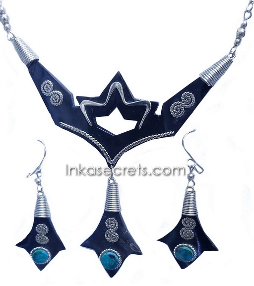 50 Peruvian Bull’s Horn Necklace & Earrings