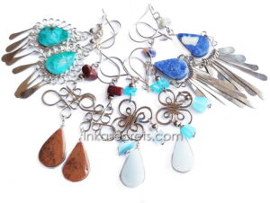 Peruvian Alpaca Alloy Earrings with Semi-Precious Stone, 50 to 250 par