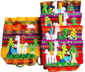 Peruvian Handcrafted Arpillera Backpack for Children, 15 to 100 pcs