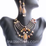 Alpaca Alloy Necklace and Earrings with Semi-Precious Stone, 10 to 50 set