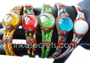 Round Gem Bead Braided Dyed Leather Bracelet, 10 to 50