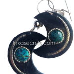 Peruvian Bull’s Horn Earrings with Semi-Precious Stone, 50 to 250 par
