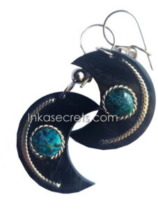 Peruvian Bull’s Horn Earrings with Semi-Precious Stone, 50 to 250 par