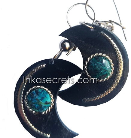 Lot 10 Bull Horn Earrings with Turquoise Stone