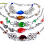 Peruvian Alpaca Alloy Necklace with Murano Glass, 10 to 50 pcs