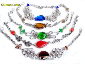 Peruvian Alpaca Alloy Bracelet with Murano Glass, 25 to 250 pcs