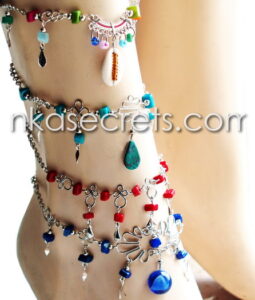 Peruvian Alpaca Alloy Anklet with Semi-Precious Stone, 20 to 50 pcs