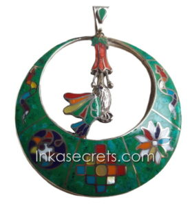 Multicolor Semiprecious Stone Pendant with Bird design