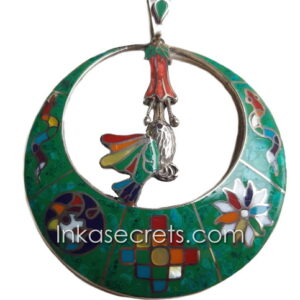 Multicolor Semiprecious Stone Pendant with Bird design