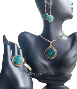 Peruvian Alpaca Alloy Jewelry Set with Turquoise Stone