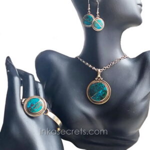 Peruvian Alpaca Alloy Jewelry Set with Turquoise Stone