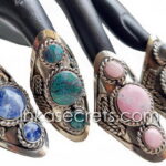 10 Alpaca Alloy Ring with Three Round Semi-Precious Stones