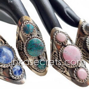 Alpaca Alloy Ring with Three Semi-Precious Stone