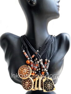 Handmade Ceramic Sun Necklace with Adjustable Cord