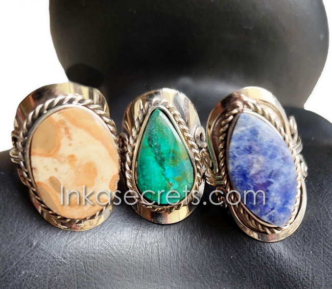 Lot of 50 Alpaca Alloy Ring with Semiprecious Stone