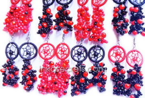 Boho Dreamcatcher Earrings with Huayruro Seeds, 50 to 250 Pairs