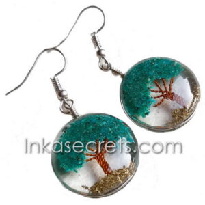 Set of 10 Round Tree of Life Earrings with Stones and Resin