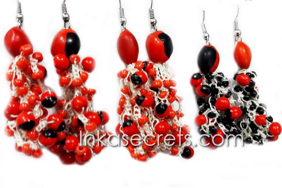 20 Pairs Earrings with Huayruro Seeds