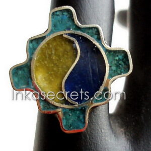12 Peruvian Ring with semipreciosa stones Inlay