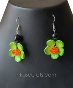 Lot of 10 Peruvian Orange Peel Flower Earrings