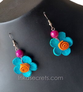 Peruvian Orange Peel Flower Earrings, 100 to 250 Pairs