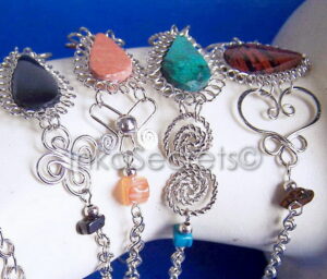 Alpaca Silver Bracelet with Semiprecious Stone, 100 to 250 pcs