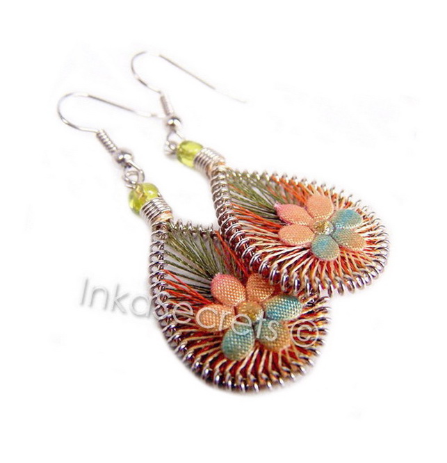 50 Pairs Thread Earrings with Flower