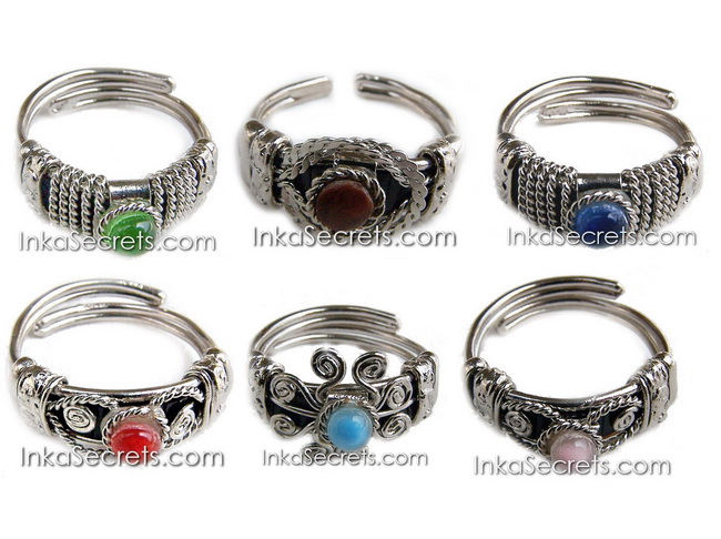 20 Peruvian Alpaca Alloy Ring with Murano Glass