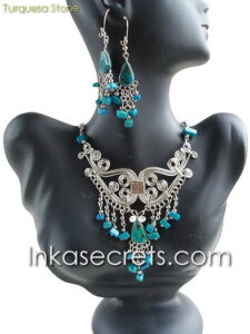 Alpaca Silver Necklace and Earrings Set with Stone, 25 to 50 Sets