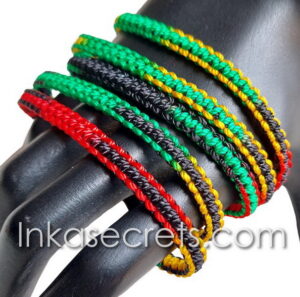 Rasta Square Knot Friendship Bracelets, 250 to 2500 Pcs